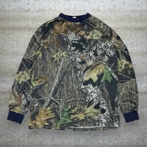 Vintage 90s Mossy Oak Shirt Mens L Hunting Camo Cotton Long Sleeve Woodland